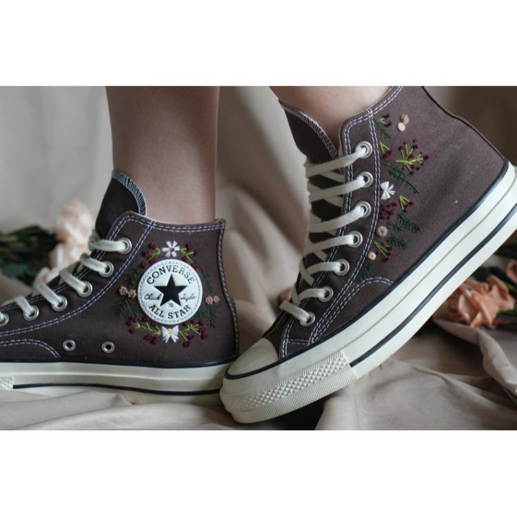 Custom Embroidery Shoes, Flower Converse, Women Shoes, Wedding Gift