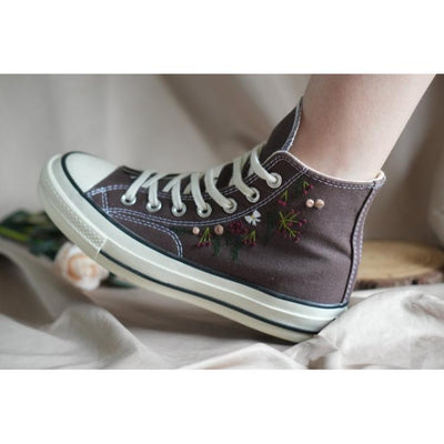 Custom Embroidery Shoes, Flower Converse, Women Shoes, Wedding Gift