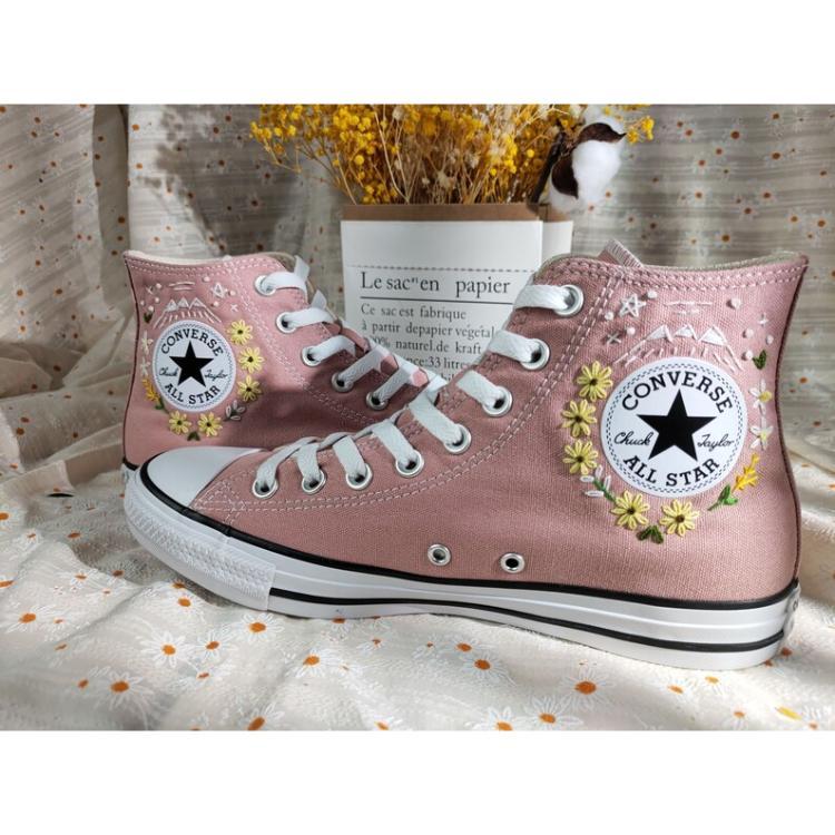 Embroidery Shoes, Flower Converse Handmade, Womens Shoes, Wedding Gift