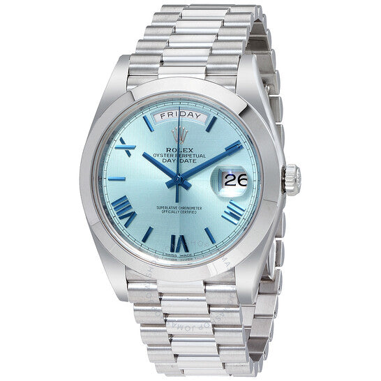 RL Day-Date Automatic Ice Blue Dial Platinum Mens Watch 40mm