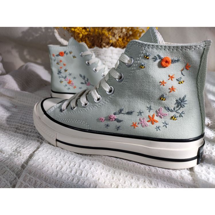 Embroidery Converse, Converse High Neck Floral, Wedding Gift