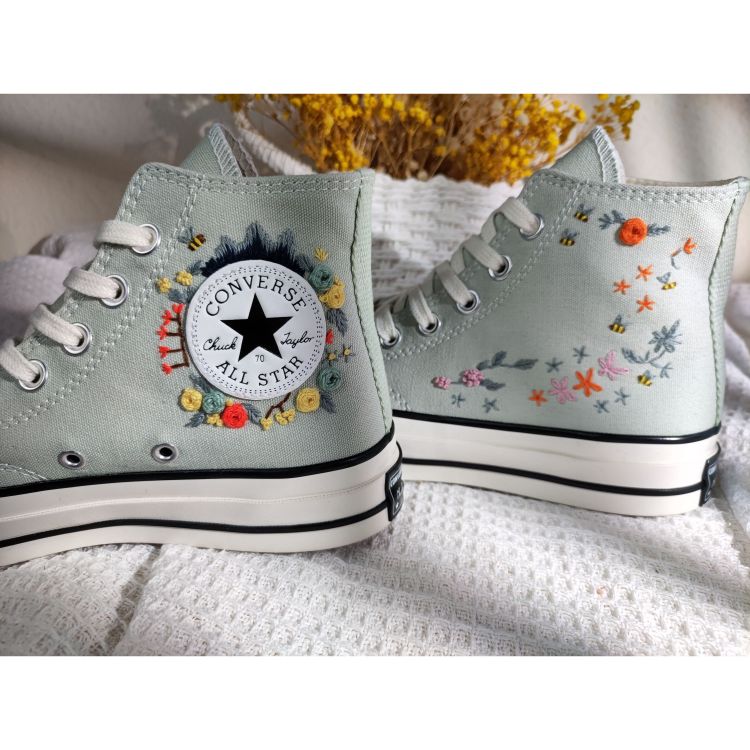 Embroidery Converse, Converse High Neck Floral, Wedding Gift