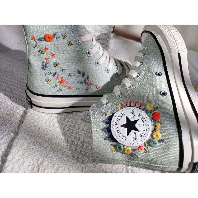 Embroidery Converse, Converse High Neck Floral, Wedding Gift