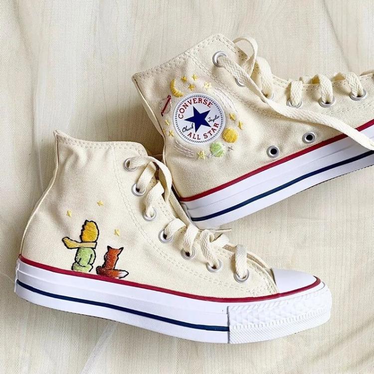 Embroidery Shoes, Flower Converse Handmade, Womens Shoes, Wedding Gift