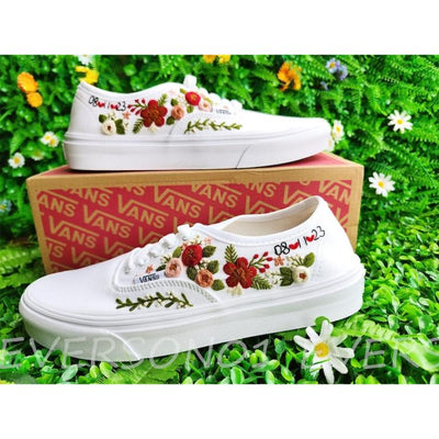 Custom Vans Embroidered Shoes Vans Bridal Sneakers Embroidered Wedding