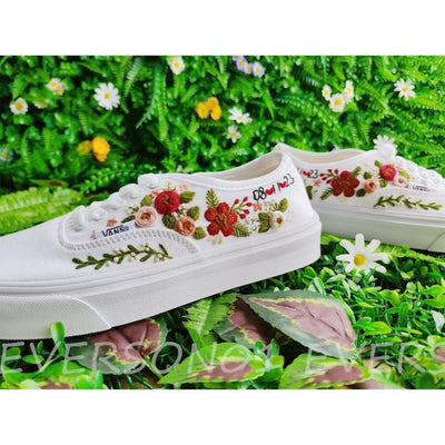 Custom Vans Embroidered Shoes Vans Bridal Sneakers Embroidered Wedding