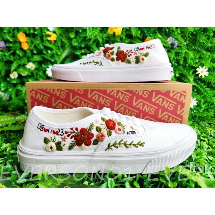 Custom Vans Embroidered Shoes Vans Bridal Sneakers Embroidered Wedding