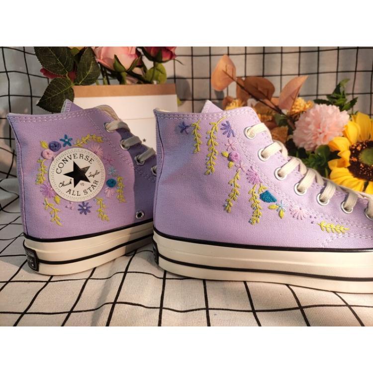 Embroidery Shoes, Flower Converse Handmade, Womens Shoes, Wedding Gift