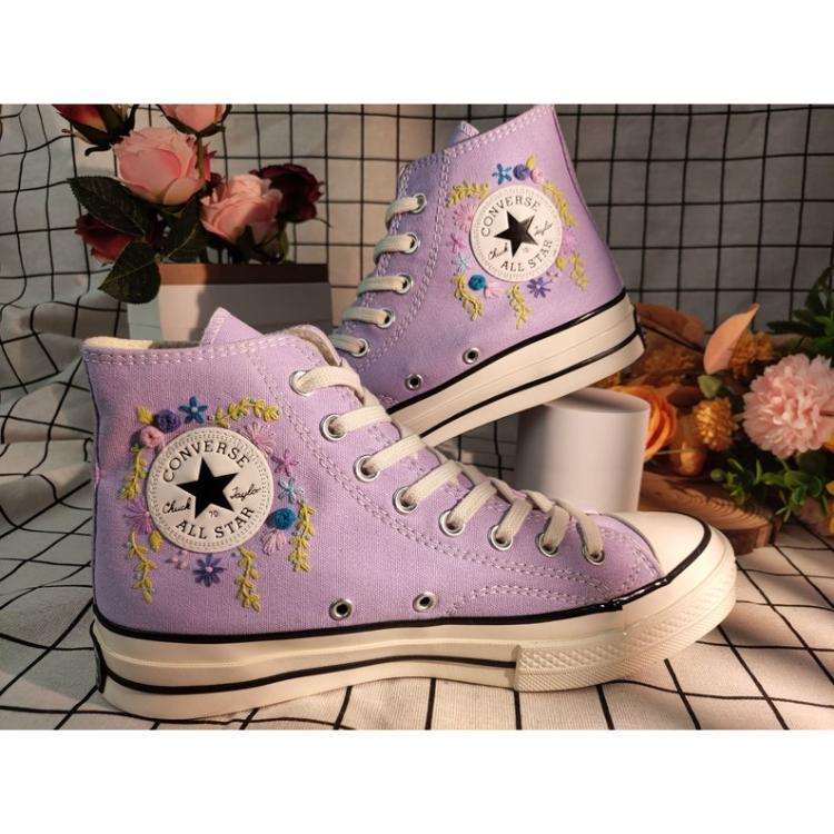 Embroidery Shoes, Flower Converse Handmade, Womens Shoes, Wedding Gift