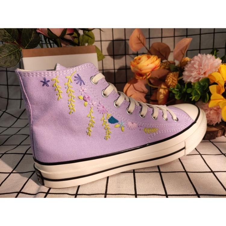 Embroidery Shoes, Flower Converse Handmade, Womens Shoes, Wedding Gift