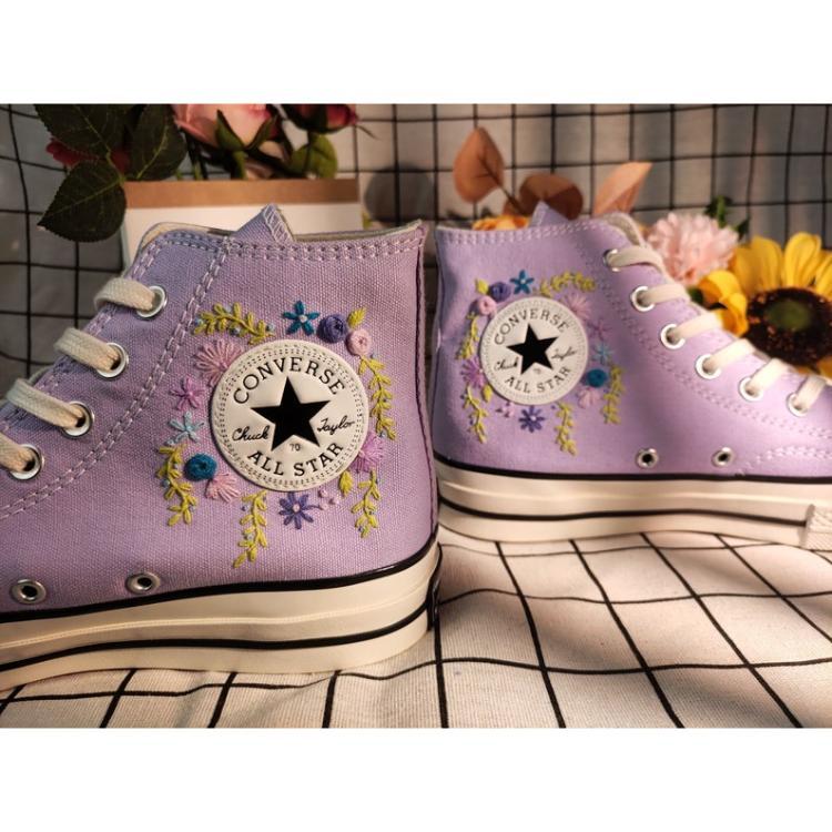 Embroidery Shoes, Flower Converse Handmade, Womens Shoes, Wedding Gift