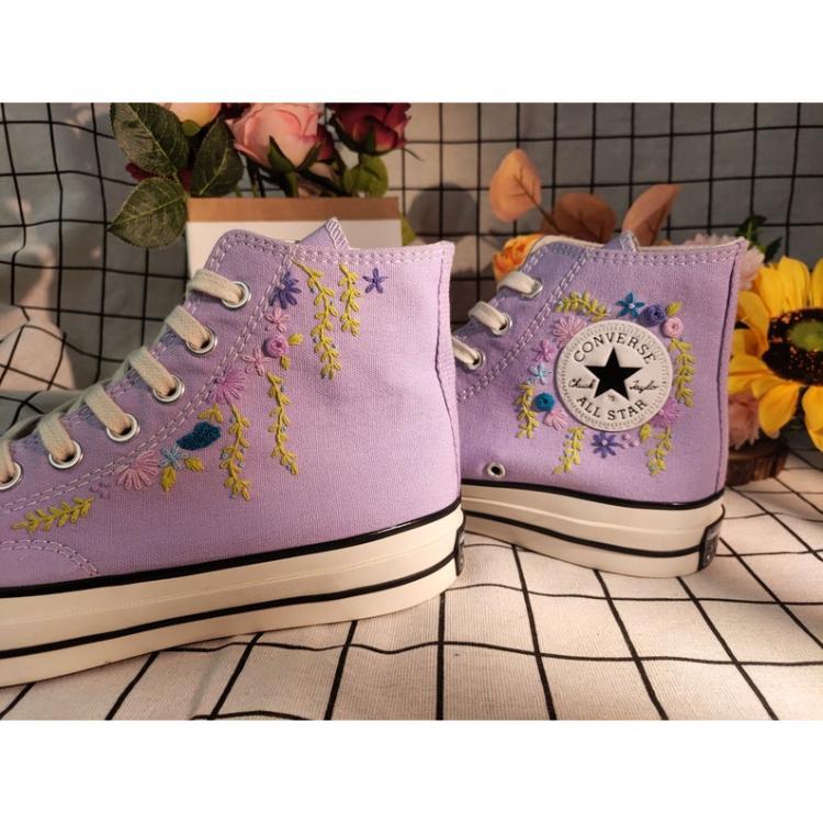 Embroidery Shoes, Flower Converse Handmade, Womens Shoes, Wedding Gift