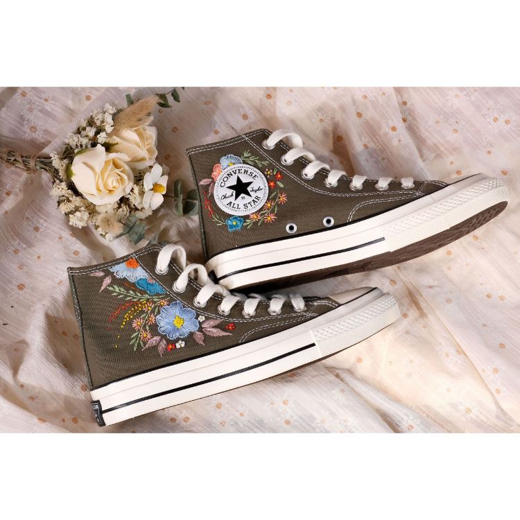 Embroidery Converse, Converse High Neck Floral, Wedding Gift