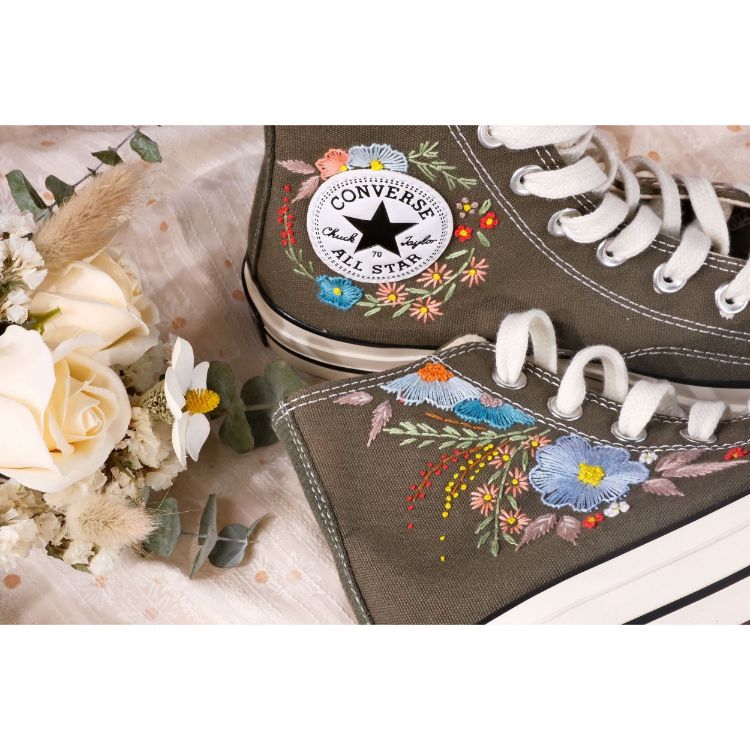 Embroidery Converse, Converse High Neck Floral, Wedding Gift