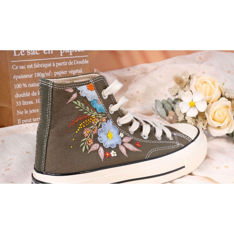 Embroidery Converse, Converse High Neck Floral, Wedding Gift