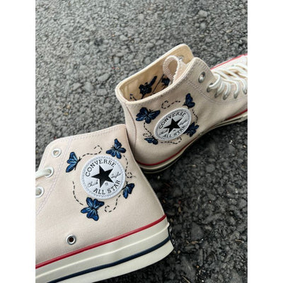 Butterfly Converse,Embroidered Blue Butterflies,Converse ,Custom Logo