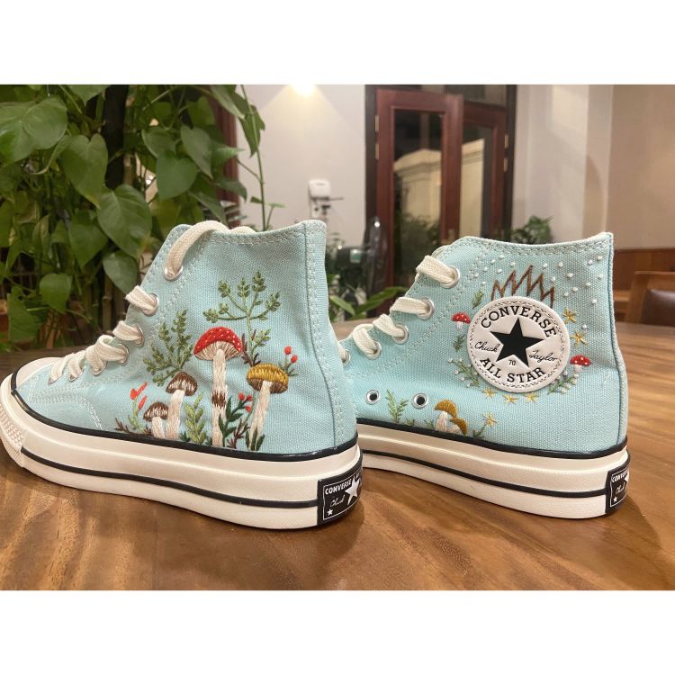 Mushrooms Embroidered Converse, Mushrooms Embroidered Sneakers