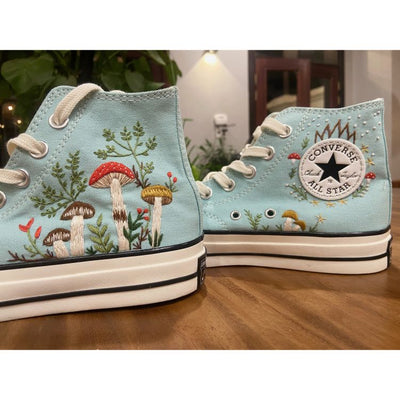 Mushrooms Embroidered Converse, Mushrooms Embroidered Sneakers