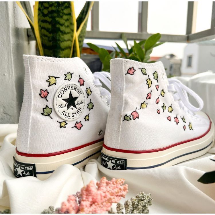 Converse Custom Leaves,Converse Embroidery Chuck Taylor 1970s