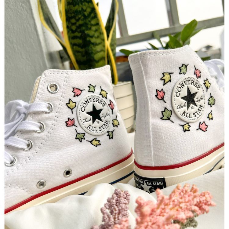 Converse Custom Leaves,Converse Embroidery Chuck Taylor 1970s