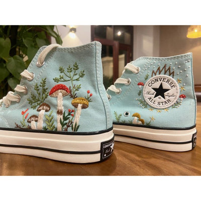 Mushrooms Embroidered Converse, Mushrooms Embroidered Sneakers