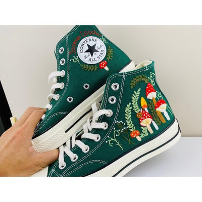 Custom Converse Mushrooms Embroidered, Mushrooms Embroidered