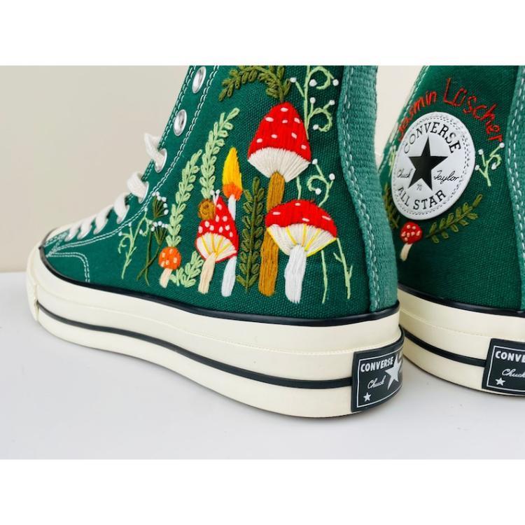 Custom Converse Mushrooms Embroidered, Mushrooms Embroidered