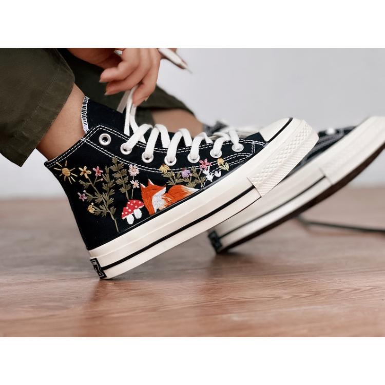 Custom Converse Pet, Embroidered Converse High Tops Fox