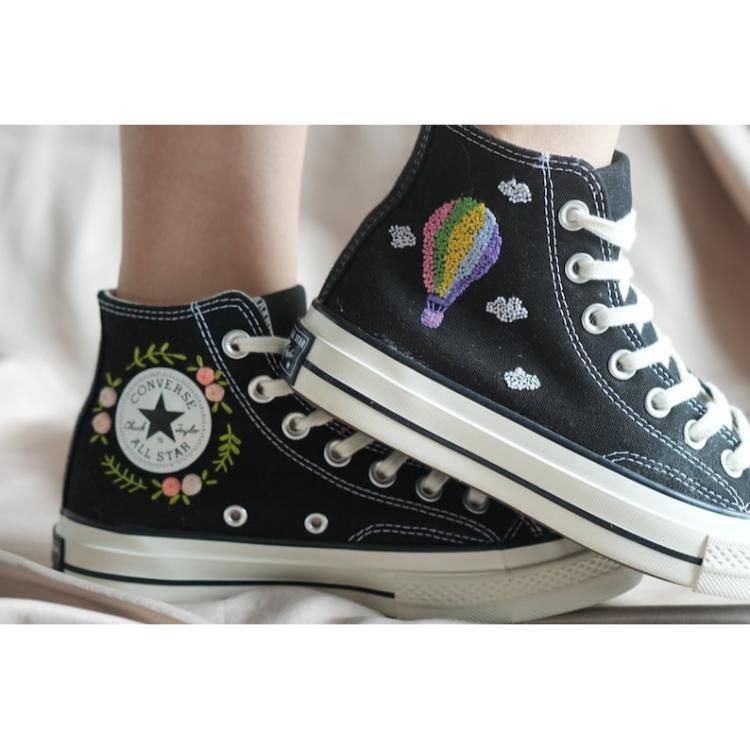 Wedding Gift, Converse Hi Chuck, Wedding Sneakers, Embroidery Shoes