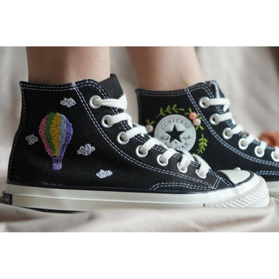 Wedding Gift, Converse Hi Chuck, Wedding Sneakers, Embroidery Shoes