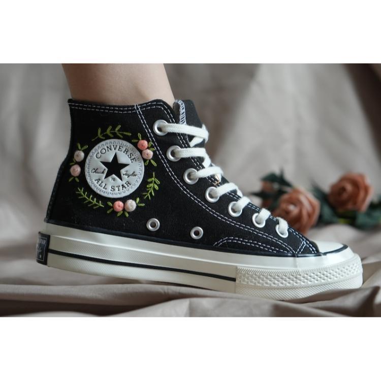 Wedding Gift, Converse Hi Chuck, Wedding Sneakers, Embroidery Shoes