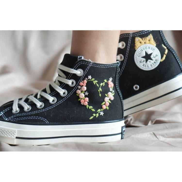 Wedding Gift, Converse Hi Chuck, Wedding Sneakers, Embroidery Shoes