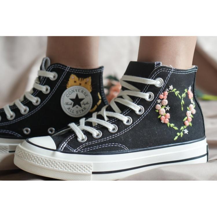 Wedding Gift, Converse Hi Chuck, Wedding Sneakers, Embroidery Shoes