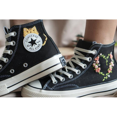 Wedding Gift, Converse Hi Chuck, Wedding Sneakers, Embroidery Shoes