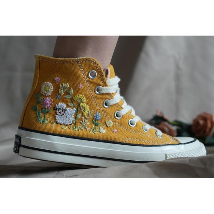 Wedding Gift, Converse Hi Chuck, Wedding Sneakers, Embroidery Shoes