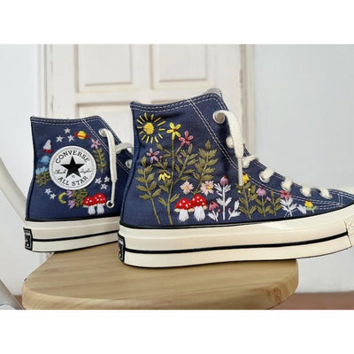 Mushroom Converse, Embroidered Converse Sweet Sunflower Garden