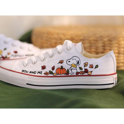 Custom Embroidered Converse Snoopy Dog and Woodstock Peanuts