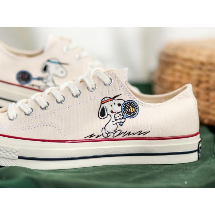 Custom Snoopy Embroidered Converse Low Tops, Heartstopper