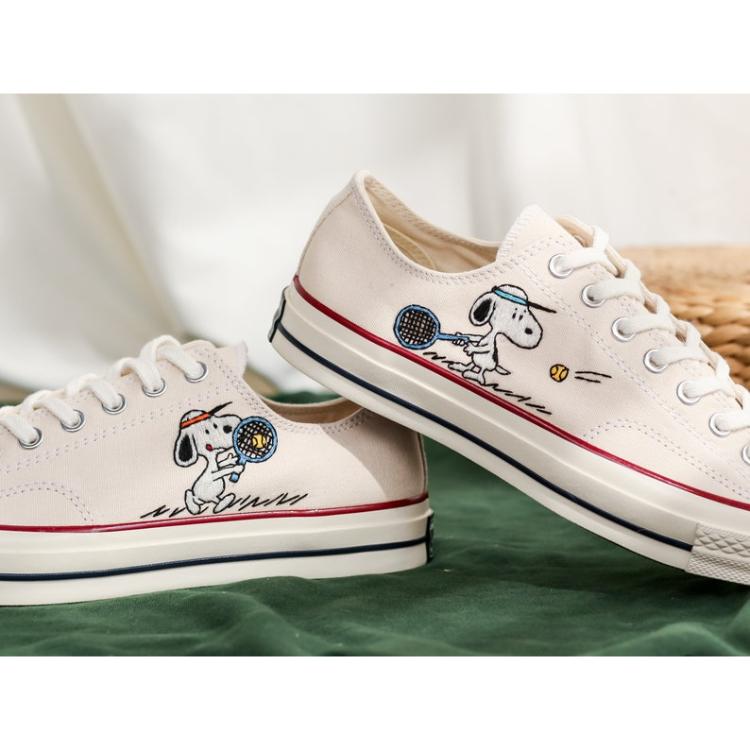 Custom Snoopy Embroidered Converse Low Tops, Heartstopper