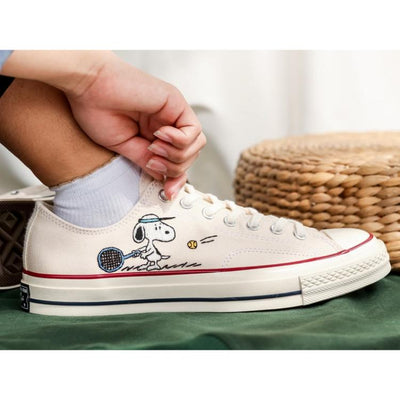 Custom Snoopy Embroidered Converse Low Tops, Heartstopper