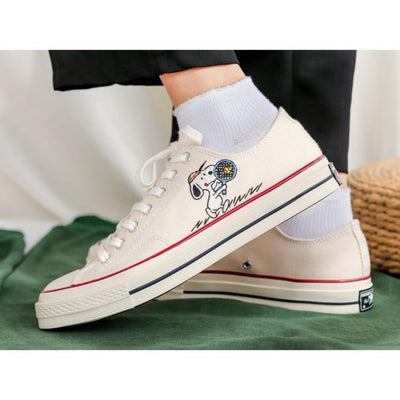 Custom Snoopy Embroidered Converse Low Tops, Heartstopper