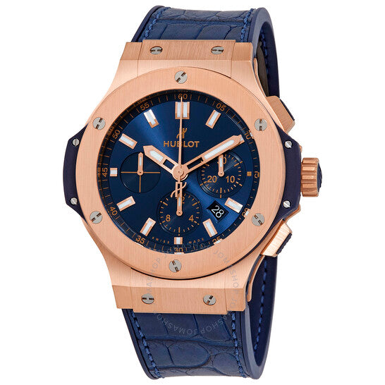 HL Big Bang Rose Gold Chronograph Automatic Blue Dial Mens Watch 44mm