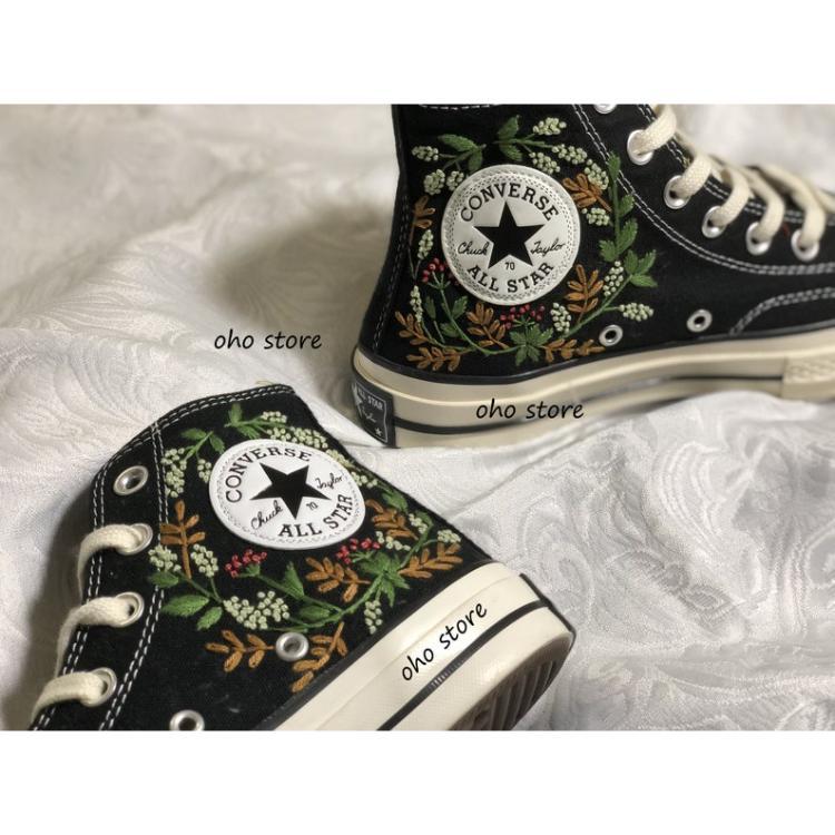 Flower Converse Handmade, Wedding Sneakers, Custom Embroidery Shoes