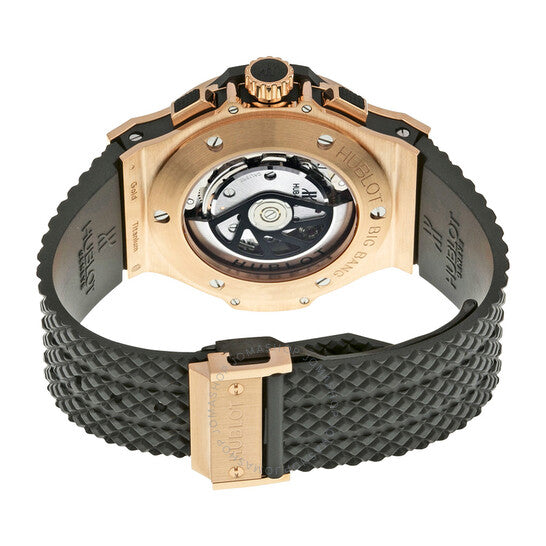 HL Big Bang Rose Gold Black Dial Black Rubber Mens Watch 44mm