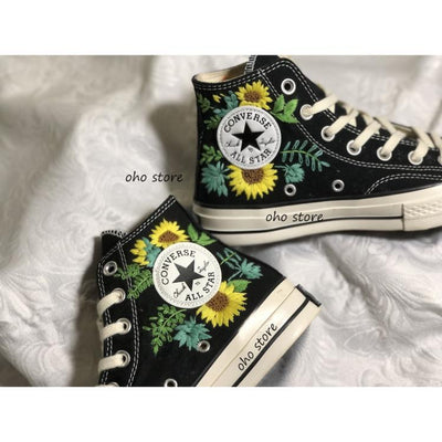 Flower Converse Handmade, Wedding Sneakers, Custom Embroidery Shoes