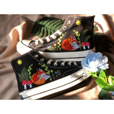 Flower Converse Handmade, Wedding Sneakers, Custom Embroidery Shoes