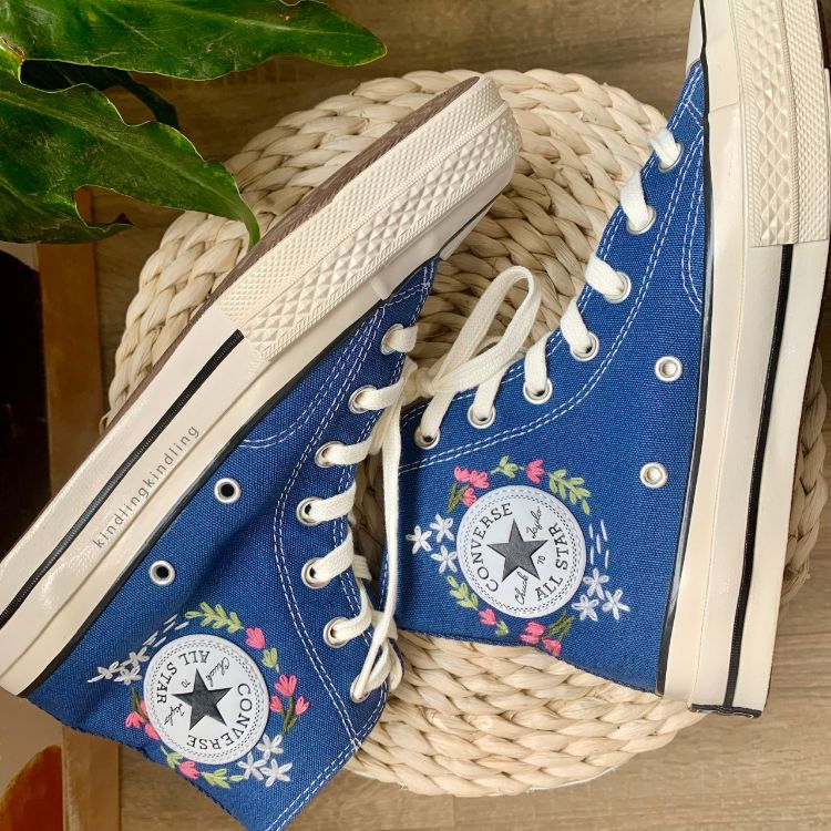 Converse Custom Lavender Flower,Embroidered  Gifts