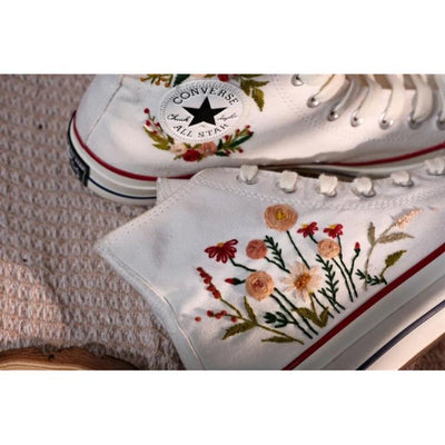 Converse embroidered shoes, Converse custom small flower