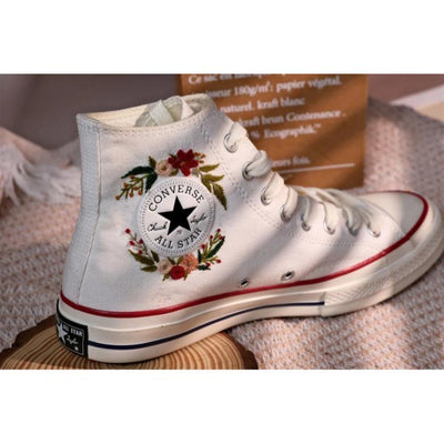 Converse embroidered shoes, Converse custom small flower