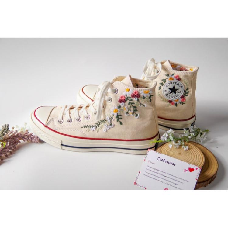 Embroidered Converse, Wedding Sneakers, Custom Logo